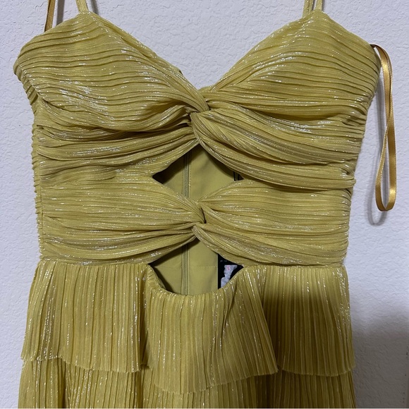 Gianni Bini
Grace Metallic Plisse Sweetheart Neck
Cut-Out Tiered Dress - Picture 8 of 13